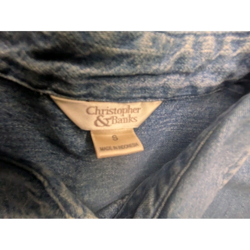 Christopher & Banks Denim Jacket Vtg Christmas Santa Embroidered Size Small - Picture 4 of 7